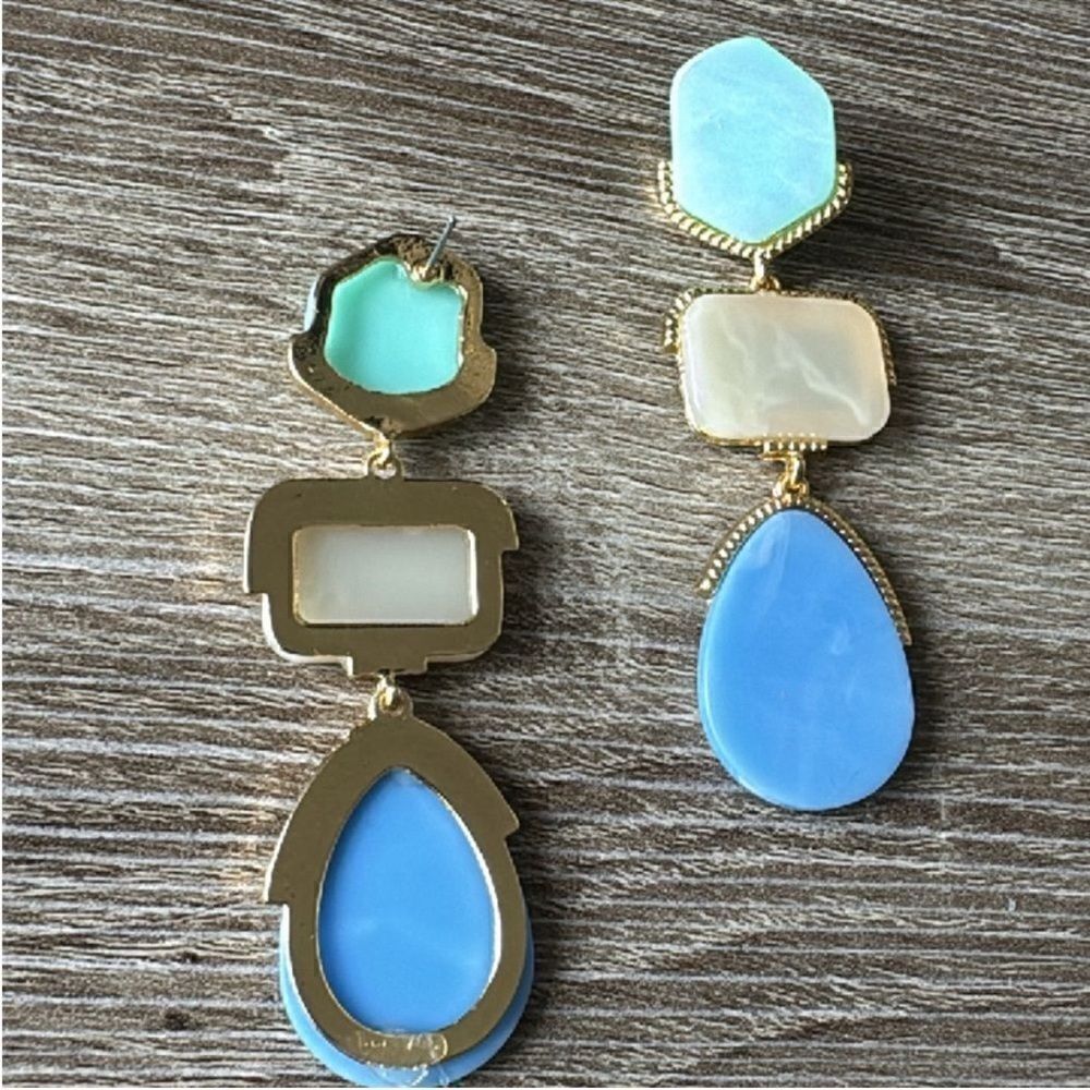 Statement blue drop earrings M65 - Picture 4 of 4